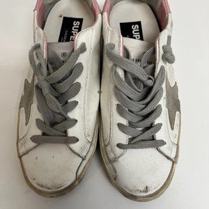Golden Goose Super-Star Sneaker in White, Ice, & Light Pink - Size 37